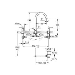 Grohe Atrio Üç Delikli Lavabo Bataryası 1/2″ L Size 20649GL0