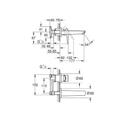 Grohe BauEdge İki Delikli Lavabo Bataryası 20474001