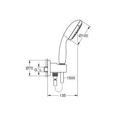 Grohe Tempesta 100 El Duşu Askılı Su Çıkış Dirseği El Duşu ve Spiral Hortum 26406001