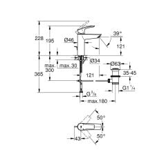 Grohe Eurosmart Lavabo Bataryası Sifon Kumandalı Mat Siyah 233222433