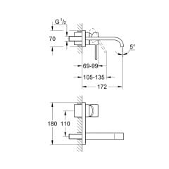 Grohe Allure Tek Kumandalı Duvardan Ankastre Lavabo Bataryası S Boyut 19309000