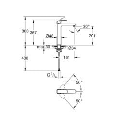 Grohe Cubeo Tek Kumandalı Lavabo Bataryası XL Boyut 1017292430