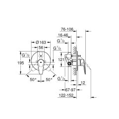 Grohe BauEdge Ankastre Tek Kumandalı Banyo Bataryası 29079001 + İç Gövde
