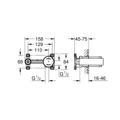 Grohe Tek Kumandalı Lavabo Bataryası 1/2'' Universal Ankastre İç Gövde 23571000