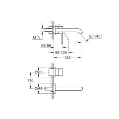 Grohe Essence İki Delikli Duvardan Lavabo Bataryası M Boyut 19408001