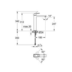 Grohe Eurocube Tek Kumandalı Lavabo Bataryası XL Boyut 23406000