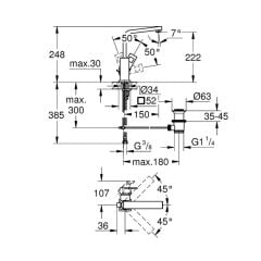 Grohe Eurocube Tek Kumandalı Lavabo Bataryası 2313500E