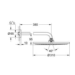 Grohe Rainshower Cosmopolitan 310 Tepe Duşu Seti 380 mm Tek Akışlı Hard Graphite 26066A00