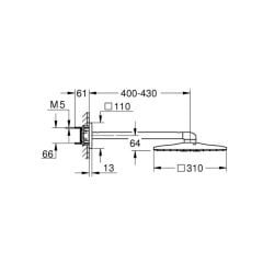 Grohe Rainshower SmartActive 310 Cube Tepe Duşu Seti 430 mm 2 Akışlı 26479000
