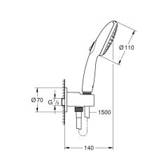 Grohe New Tempesta Ankastre Bağlantılı El Duşu Seti 2 Akışlı Mat Siyah 264062433