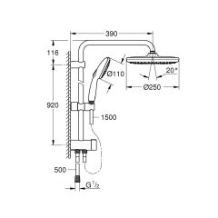 Grohe Tempesta System 250 Duvar Bağlantılı Divertörlü Duş Sistemi 26675001