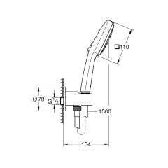 Grohe Tempesta Cube 110 El Duşu Seti 3 Fonksiyonlu (Rain, Jet, Massage) 26910003