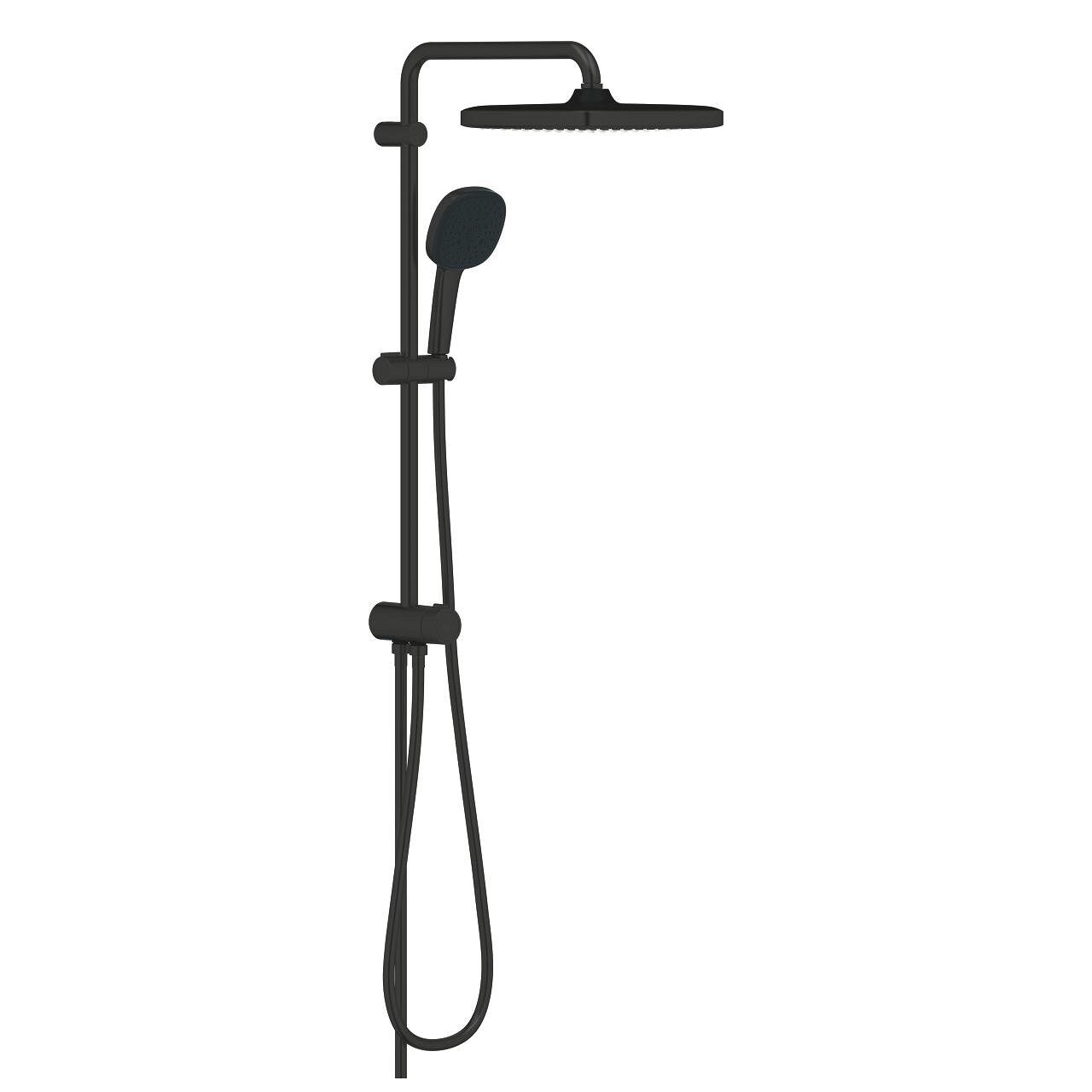 Grohe Tempesta System 250 Cube Kare Duş Başlıklı Duvara Monte Duş Sistemi Mat Siyah 269772431