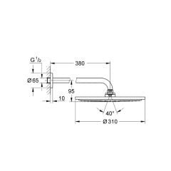 Grohe RainShower Cosmopolitan 310 Tepe Duşu Seti 380 mm Tek Akışlı 26066DA0