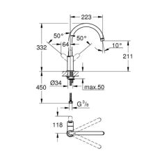 Grohe Bau Döner Borulu Eviye Bataryası 31367000