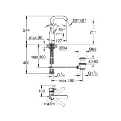 Grohe Essence New Lavabo Bataryası Sifon Kumandalı Krom 32628001