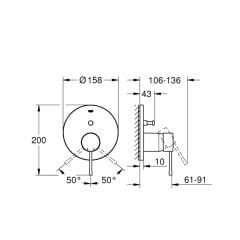 Grohe Essence Ankastre Banyo/Duş Bataryası Cool Sunrise 24167GL1