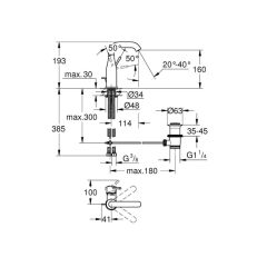 Grohe Essence Tek Kumandalı Lavabo Bataryası M Boyut 24173GN1