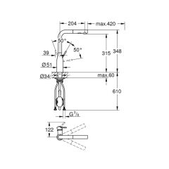 Grohe Essence Spiralli Eviye Bataryası 2 Akışlı Bakır 30504DA0