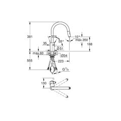 Grohe Eviye Bataryası Spiralli 2 Fonk. EuroCosmo 31481001
