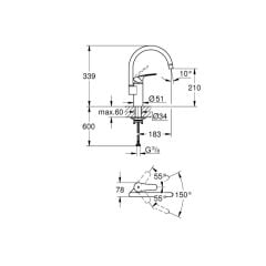Grohe Eurosmart Tek Kumandalı Eviye Bataryası Krom 33202003