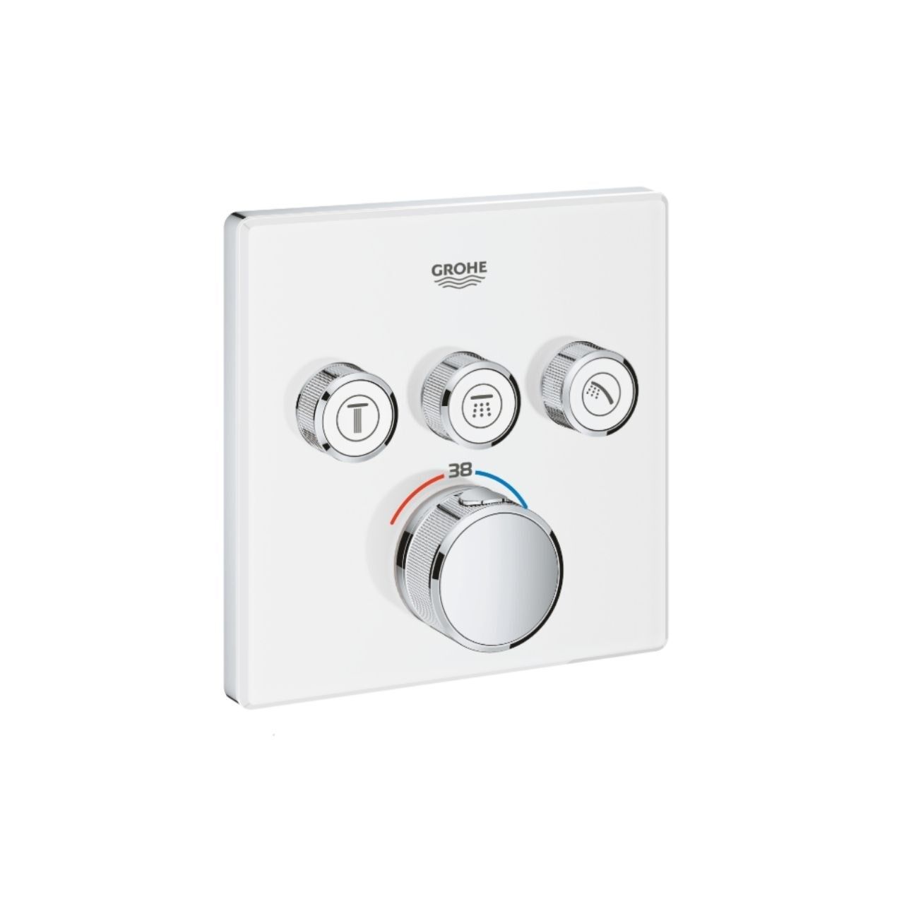 Grohe Grohtherm SmartControl Üç Valfli Akış Kontrollü Ankastre Termostatik Duş Bataryası Beyaz Krom