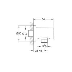 Grohe Rainshower Askılı Duş Çıkış Dirseği Hard Graphite 27057A00
