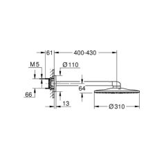 Grohe Rainshower SmartActive 310 Tepe Duşu Seti 430 mm 2 Akışlı 26475GL0