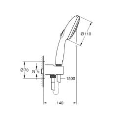 Grohe New Tempesta Ankastre Bağlantılı El Duşu Seti 2 Akışlı 26406003