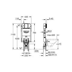 Grohe Uniset Gömme Rezervuar Pnömatik 89mm Ayak Dahil 39840000