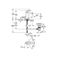 Grohe BauEdge Tek Kumandalı Sifon Kumandalı Lavabo Bataryası M Boyut Krom 23758000