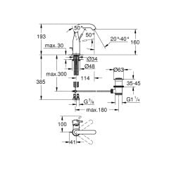 Grohe Essence Tek Kumandalı Lavabo Bataryası 1/2'' M Boyut 24173DA1