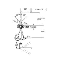 Grohe Minta Tek Kumandalı Eviye Bataryası Krom 30274000