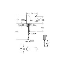 Grohe Fotoselli Lavabo Bataryası Elektrikli Çift Su Girişli Pilli 36453000