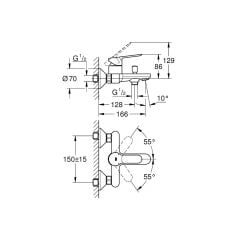 Grohe BauEdge Tek Kumandalı Banyo Bataryası (Duvara Montaj, 1/2″) – 23605000