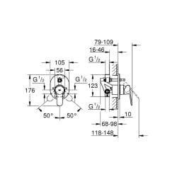 Grohe BauEdge Ankastre Banyo/Duş Bataryası 29039000